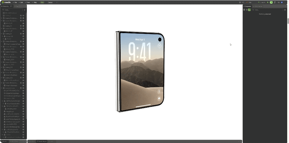 Fly camera displaying a three.js scene above website content and switching between the website background and light and dark checkerboards