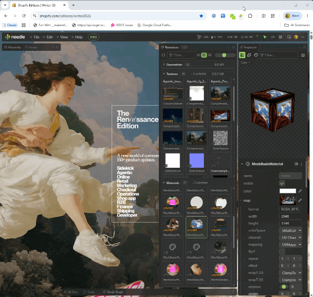 Right-clicking a texture slot to download the texture as a PNG in the Needle Inspector