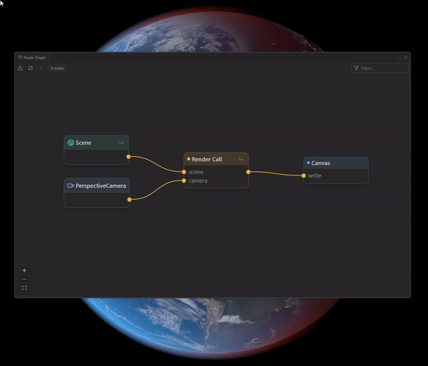 Material node graph in the Needle Inspector &mdash; traversing and editing a three.js node material