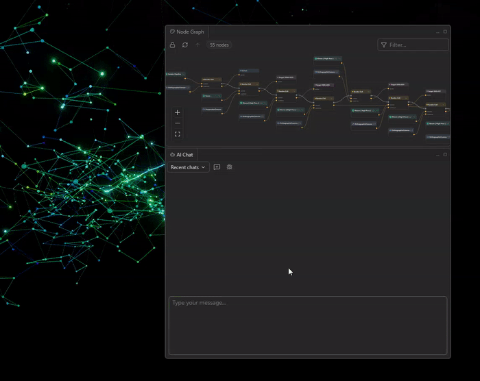 AI chat in the Needle Inspector &mdash; asking questions about the running three.js scene and editing it with AI